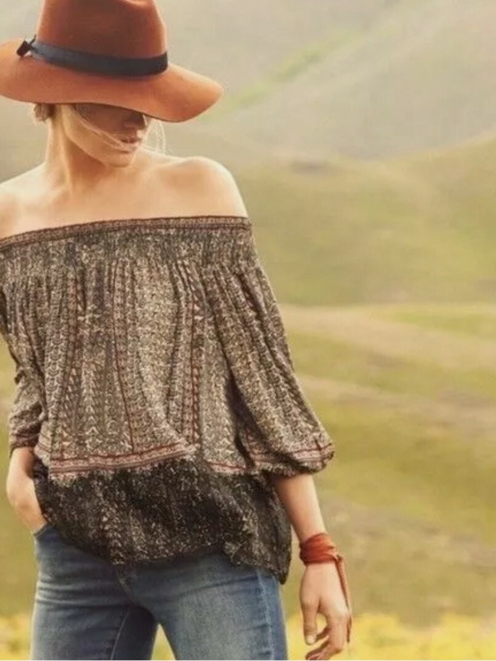 Anthropologie | Vanessa Virginia Augusta Off-The-Shoulder Top Boho Peasant